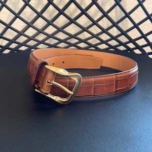 Brighton Small Leather Belt Light Brown/Cognac Embossed Calfskin